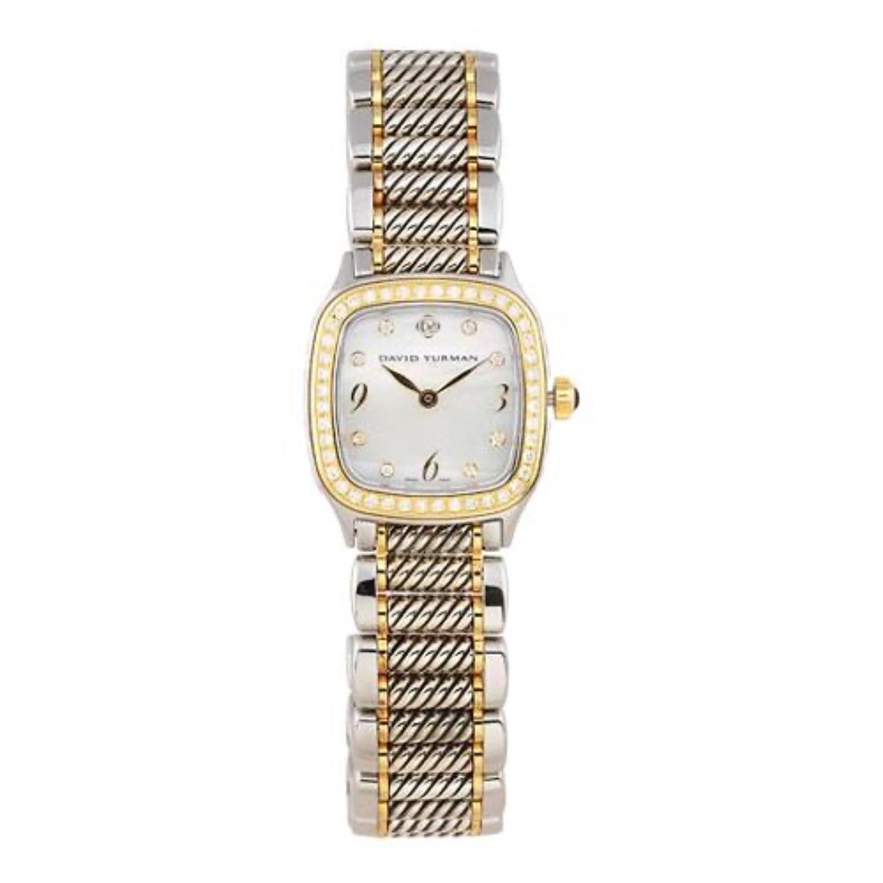 David Yurman Stainless Steel 18k Mop Diamond Bezel 25mm Watch